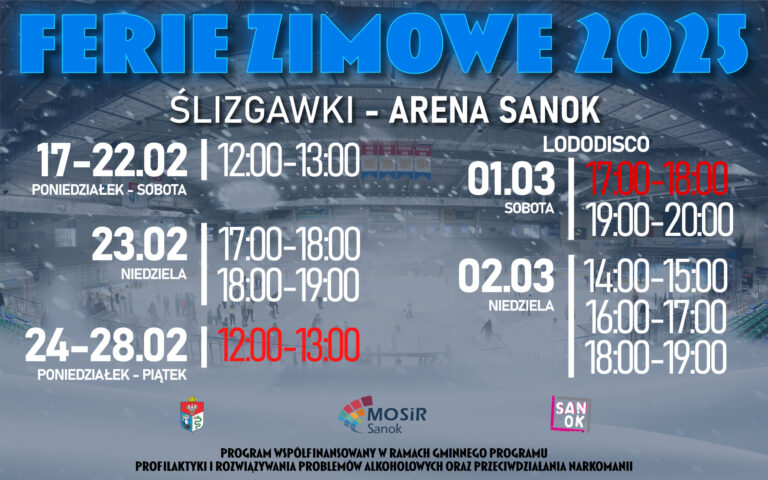Plan ślizgawek na ferie zimowe | ARENA SANOK