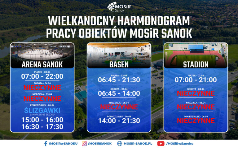 Harmonogram pracy obiektów w okresie Wielkanocy